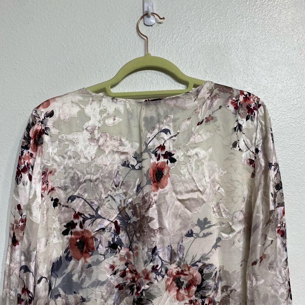 White House Black Market Floral Blouse Sz 10 - Picture 8 of 12